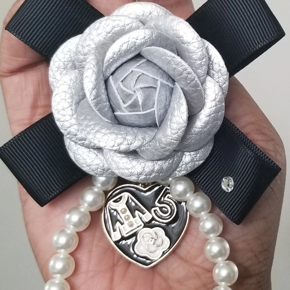 Silver Rose Purse Charm